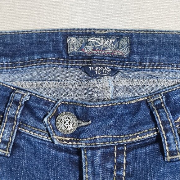 Silver Jeans Tuesday 16 1/2 low-rise slim bootcut women's sz W28/L33 indigo blue - Picture 6 of 16